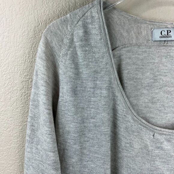 CP Company Cotton Blouse Size 42 L Gray Scoop Neck Pleated Capsule Staple - Picture 3 of 12